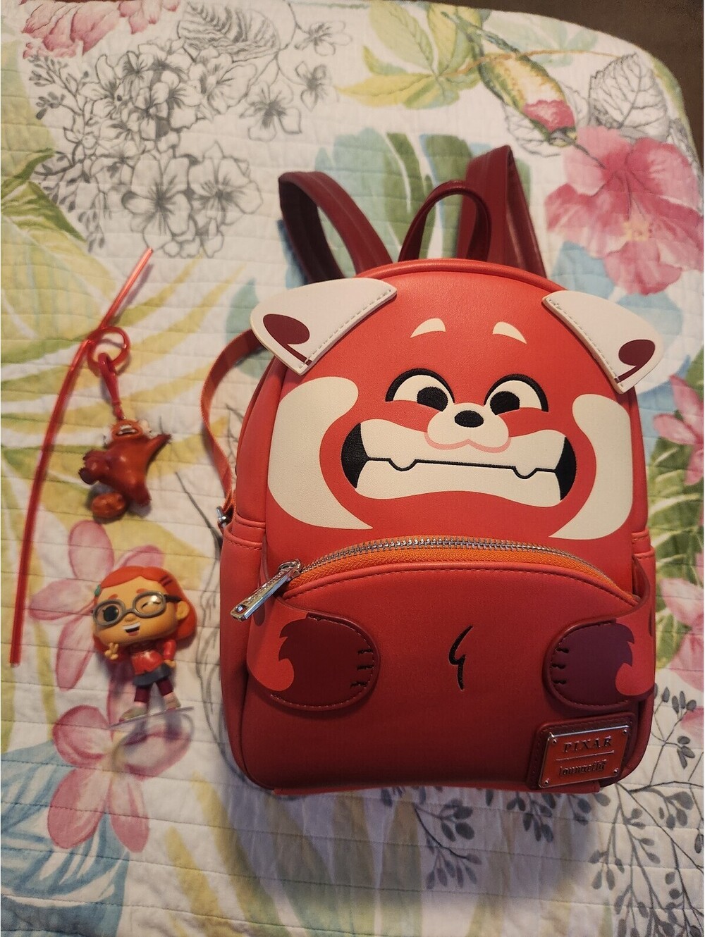 Loungefly Pixar Turning Red Panda Cosplay Backpack, Straw and Mei Lin Lee Funko